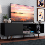 Centro de Entretenimiento Mesa para TV Dubai Hasta 65 Pulgadas Negro (Patas Marrón)