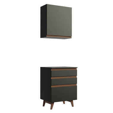 Kit Mueble de Cocina Superior y Mueble Bajo Reims 60 cm Negro