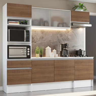 Cocina Integral Topazio 2.40 m con Encimera Blanco/Marrón
