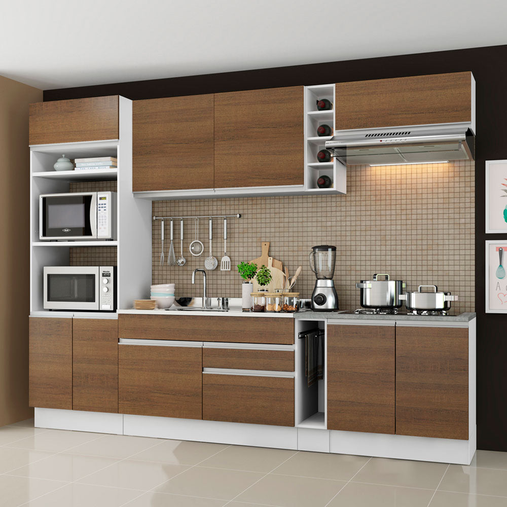 Cocina Integral Vicenza 2.90 Metros Blanco/Marrón