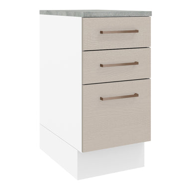Mueble de Cocina Bajo Agata 3 Cajones 40 cm x 60 cm con Encimera Blanco/Crema