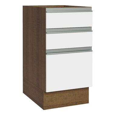 Mueble de Cocina Bajo Glamy 3 Cajones 40 cm x 60 cm sin Encimera Marrón/Blanco