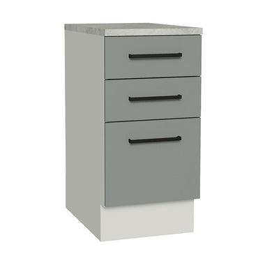 Mueble de Cocina Bajo Agata 3 Cajones 40 cm x 60 cm con Encimera Blanco/Gris