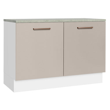 Mueble de Cocina Bajo Agata 1.20 m 2 Puertas con Encimera de MDP Blanco/Crema