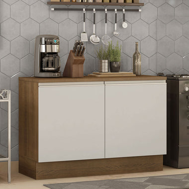 Mueble de Cocina Bajo Glamy 1.20 m 2 Puertas con Encimera Marrón/Blanco