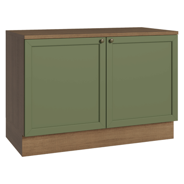 Mueble de Cocina Bajo Vik 1.20 m 2 Puertas con Encimera Marrón/Verde