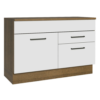 Mueble de Cocina Bajo Agata 1.20 m 1 Puerta 2 Cajones con Encimera Marrón/Blanco