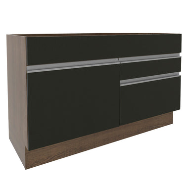Gabinete Bajo de Lavaplatos 120cm 1 Puerta 2 Cajones Marrón/Negro (Sin Mesón y Sin Lavaplatos) Glamy