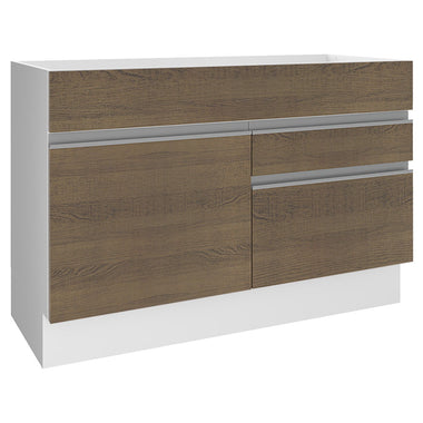 Mueble de Cocina Bajo Glamy 1.20 m 1 Puerta 2 Cajones Blanco/Marrón