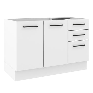 Mueble de Cocina Bajo Agata 1.20 m 2 Puertas 3 Cajones Blanco