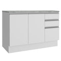 Mueble de Cocina Bajo Glamy 1.20 m 2 Puertas 3 Cajones con Encimera Blanco
