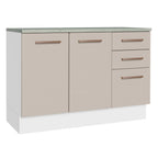 Mueble de Cocina Bajo Agata 1.20 m 2 Puertas 3 Cajones con Encimera Blanco/Crema