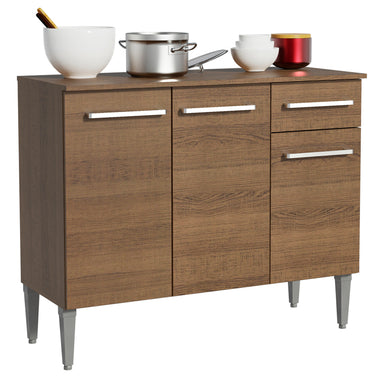 Mueble de Cocina Emilly 1.05 m 3 Puertas 1 Cajón con Encimera de MDP Marrón