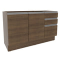 Mueble de Cocina Bajo Glamy 1.20 m 2 Puertas 3 Cajones y Portacubiertos Marrón