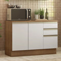 Mueble de Cocina Bajo Glamy 1.20 m 2 Puertas 3 Cajones con Encimera Marrón/Blanco