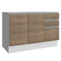 Mueble de Cocina Bajo Glamy 1.20 m 2 Puertas 3 Cajones Blanco/Marrón