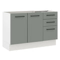 Mueble de Cocina Bajo Agata 1.20 m 2 Puertas 3 Cajones Blanco/Gris