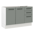 Mueble de Cocina Bajo Agata 1.20 m 2 Puertas 3 Cajones Blanco/Gris