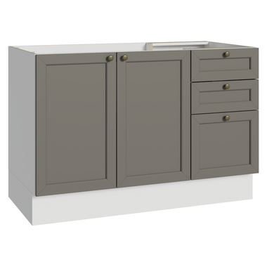 Mueble de Cocina Bajo Vik 1.20 m 2 Puertas 3 Cajones Blanco/Gris