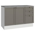 Mueble de Cocina Bajo Vik 1.20 m 2 Puertas 3 Cajones con Encimera Blanco/Gris