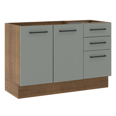 Mueble de Cocina Bajo Agata 1.20 m 2 Puertas 3 Cajones Marrón/Gris