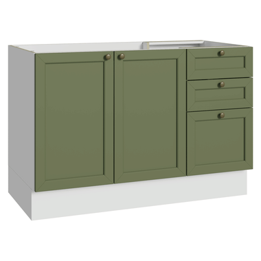 Mueble de Cocina Bajo Vik 1.20 m 2 Puertas 3 Cajones Blanco/Verde
