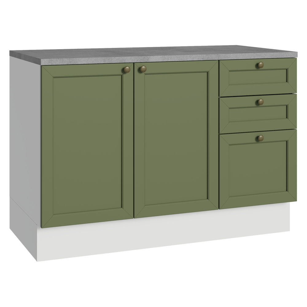 Mueble de Cocina Bajo Vik 1.20 m 2 Puertas 3 Cajones con Encimera Blanco/Verde