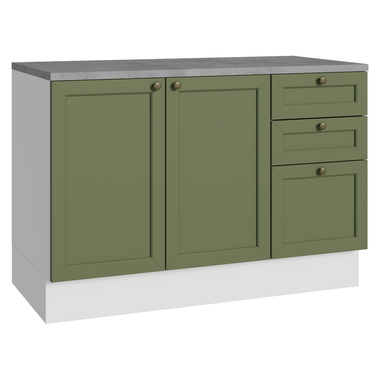 Mueble de Cocina Bajo Vik 1.20 m 2 Puertas 3 Cajones con Encimera Blanco/Verde