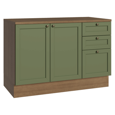 Mueble de Cocina Bajo Vik 1.20m 2 Prts 3 Cajones + Encimera