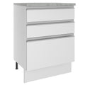 Mueble de Cocina Bajo Glamy 60 cm 3 Cajones Blanco