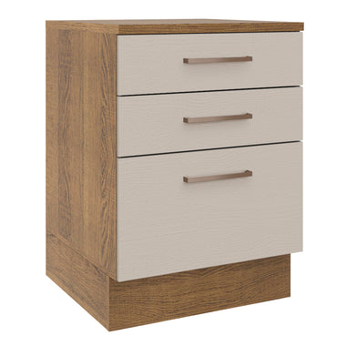 Mueble de Cocina Bajo Agata 60 cm 3 Cajones Marrón/Crema