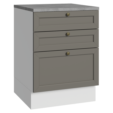 Mueble de Cocina Bajo Vik 60 cm 3 Cajones Blanco/Gris