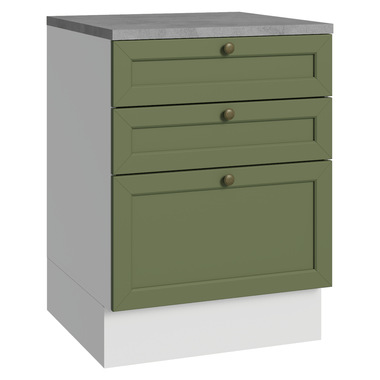 Mueble de Cocina Bajo Vik 60 cm 3 Cajones Blanco/Verde