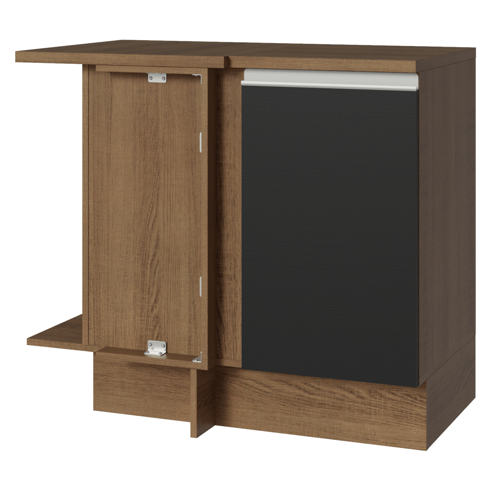Mueble de Cocina Bajo de Esquina Glamy 1 Puerta Marrón/Negro