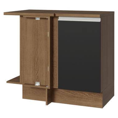 Mueble de Cocina Bajo de Esquina Glamy 1 Puerta Marrón/Negro