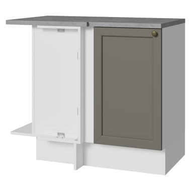 Mueble de Cocina Bajo de Esquina Vik 1 Puerta Blanco/Gris