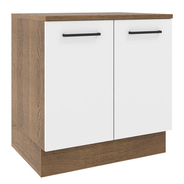 Mueble de Cocina Bajo Agata 80 cm 2 Puertas Marrón/Blanco