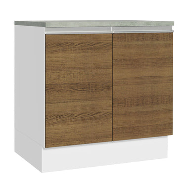 Mueble de Cocina Bajo Glamy 80 cm 2 Puertas Blanco/Marrón