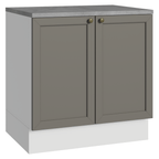 Mueble de Cocina Bajo Vik 80 cm 2 Puertas Blanco/Gris