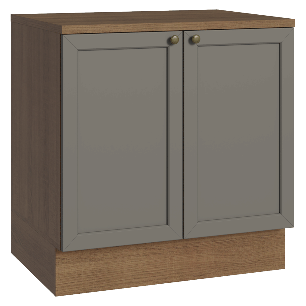 Mueble de Cocina Bajo Vik 80 cm 2 Puertas Marrón/Gris