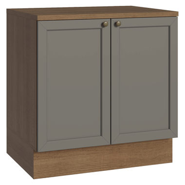 Mueble de Cocina Bajo Vik 80 cm 2 Puertas Marrón/Gris