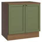 Mueble de Cocina Bajo Vik 80 cm 2 Puertas MarrónVerde