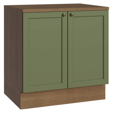 Mueble de Cocina Bajo Vik 80 cm 2 Puertas MarrónVerde