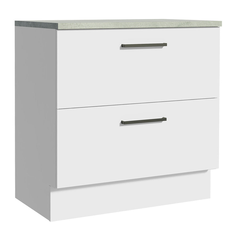 Mueble de Cocina Bajo Agata 80 cm 2 Cajones Blanco