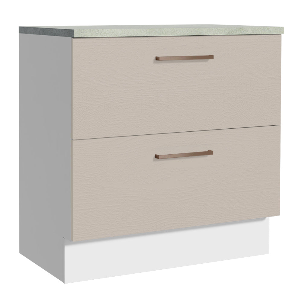 Mueble de Cocina Bajo Agata 80 cm 2 Cajones Blanco/Crema