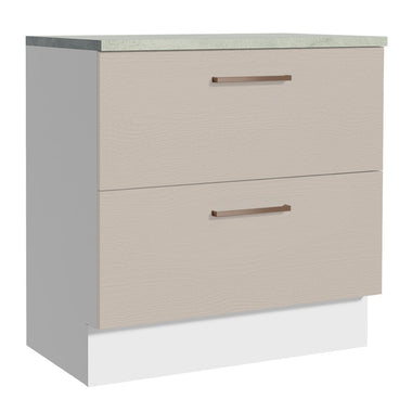 Mueble de Cocina Bajo Agata 80 cm 2 Cajones Blanco/Crema