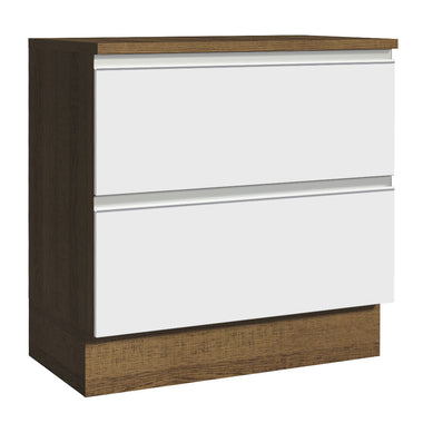 Mueble de Cocina Bajo Glamy 80 cm 2 Cajones Marrón/Blanco