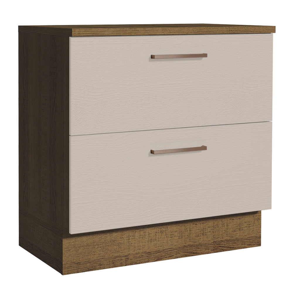 Mueble de Cocina Bajo Agata 80 cm 2 Cajones Marrón/Crema