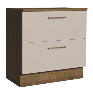 Mueble de Cocina Bajo Agata 80 cm 2 Cajones Marrón/Crema