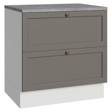 Mueble de Cocina Bajo Vik 80 cm 2 Cajones Blanco/Gris